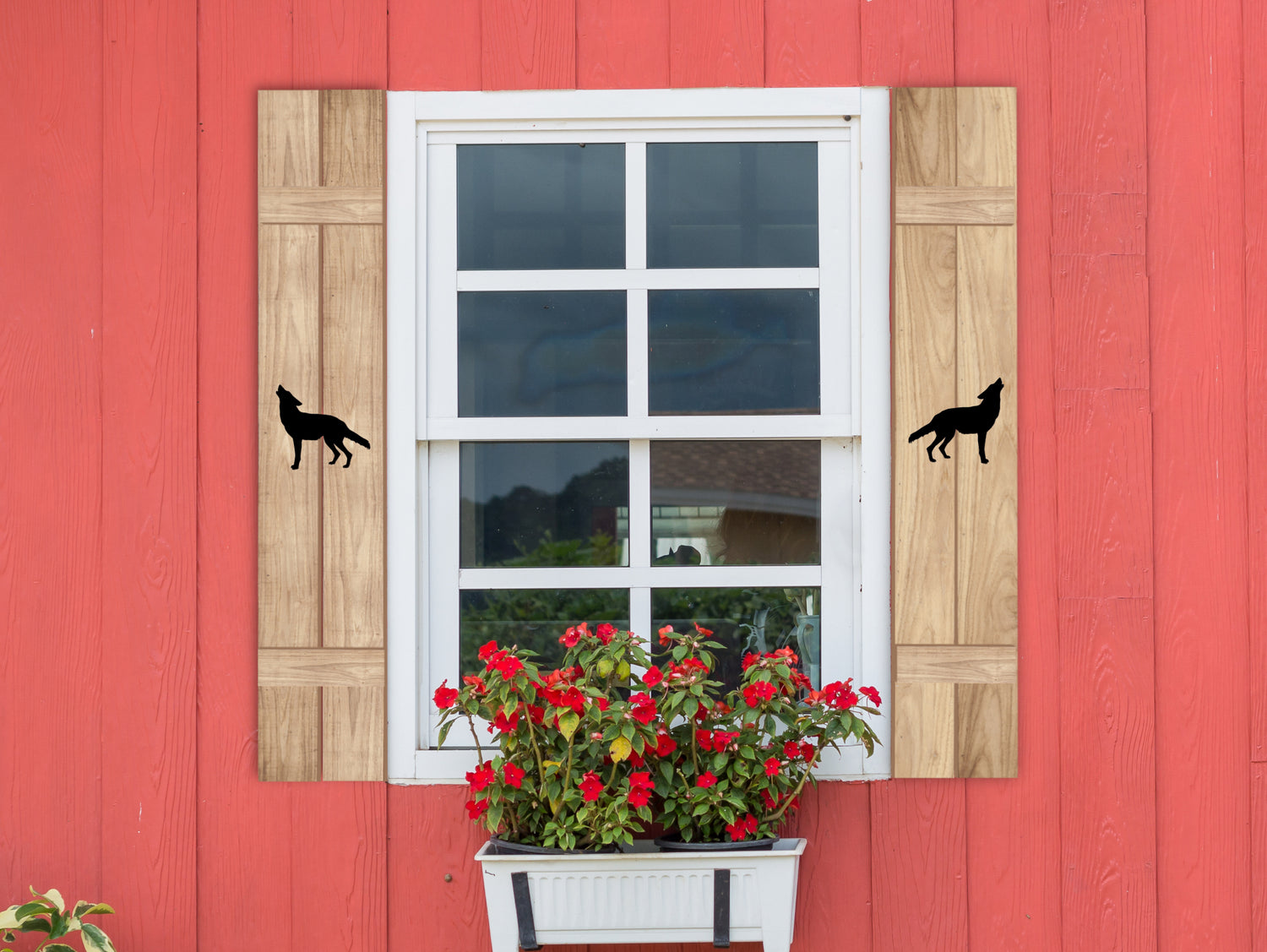 Wooden Window Shutter - Wolf Design - Madison Iron and Wood