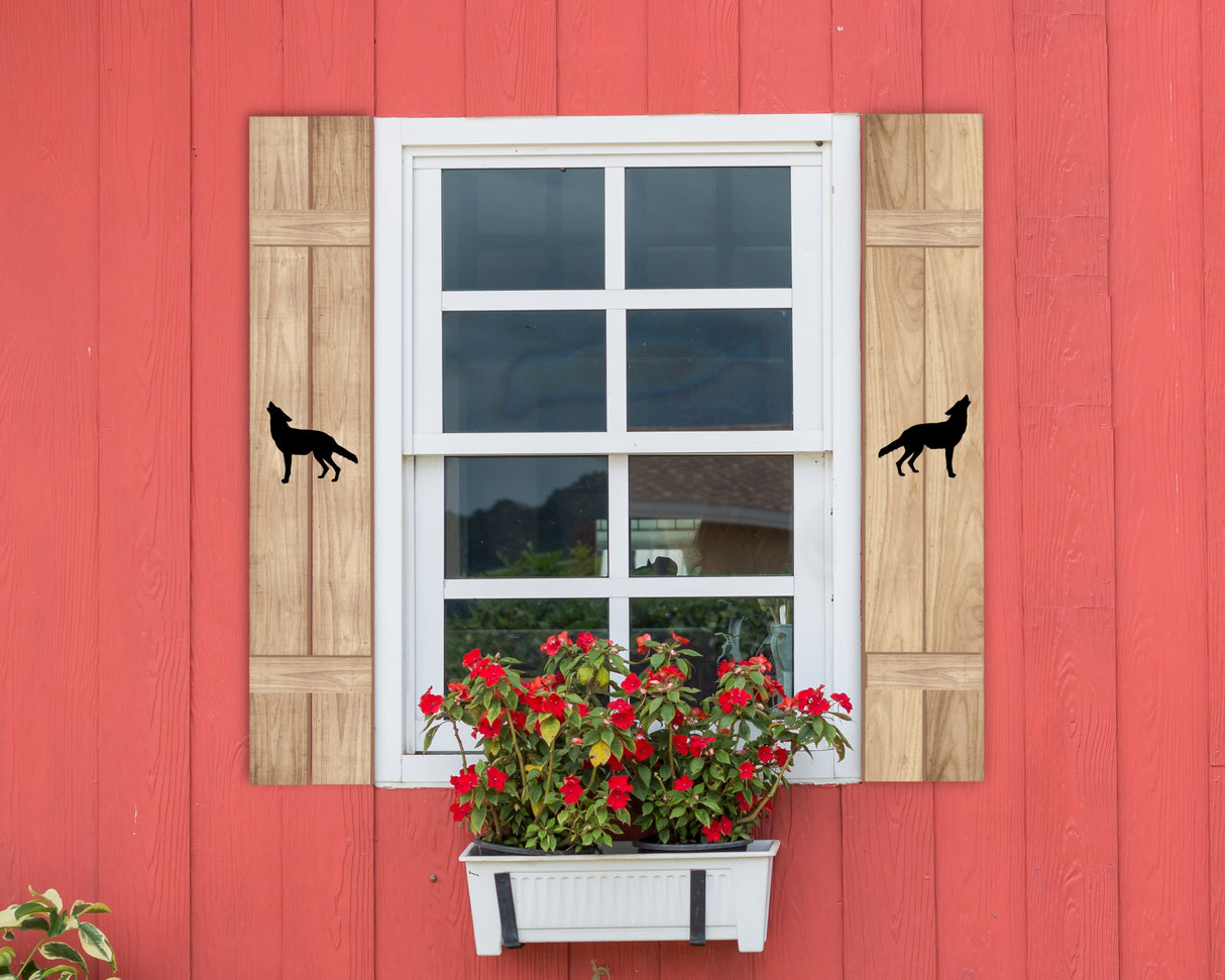 Wooden Window Shutter - Wolf Design - Madison Iron and Wood