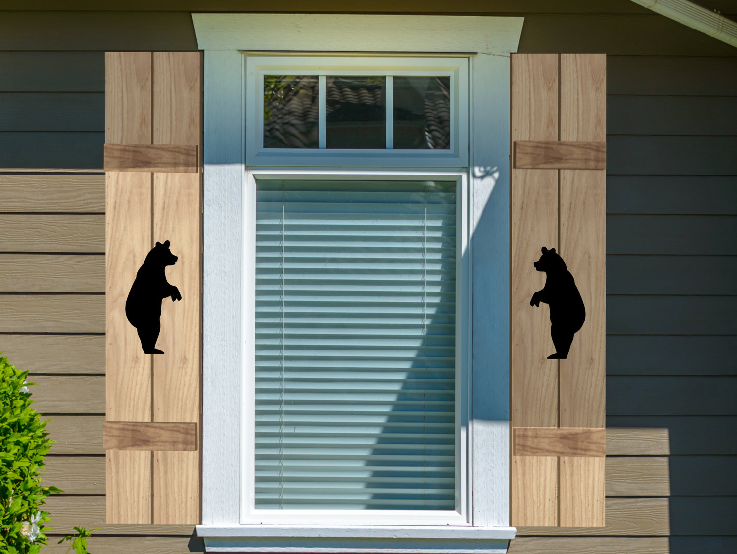 Wooden Window Shutter - Standing Bear Design - Madison Iron and Wood