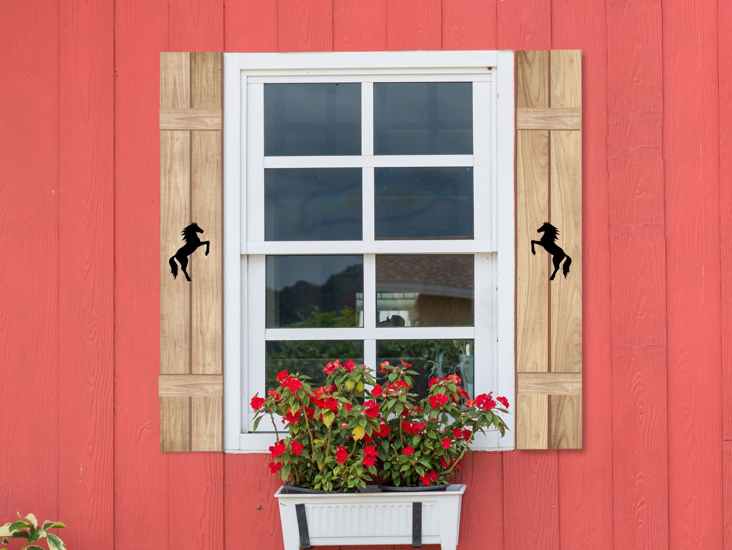 Wooden Window Shutter - Standing Horse Design - Madison Iron and Wood