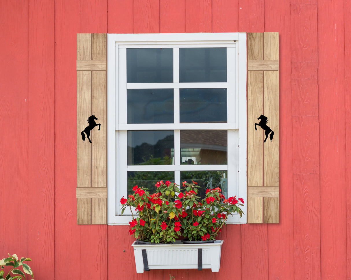 Wooden Window Shutter - Standing Horse Design