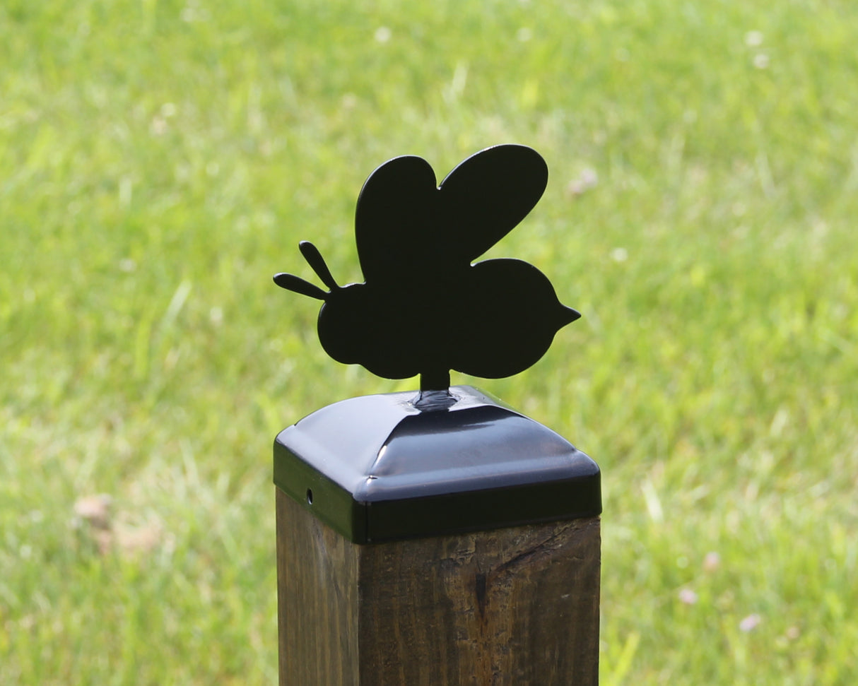 True Size 6x6 Post Cap with Plants and Insects Finial Choice - Madison Iron and Wood