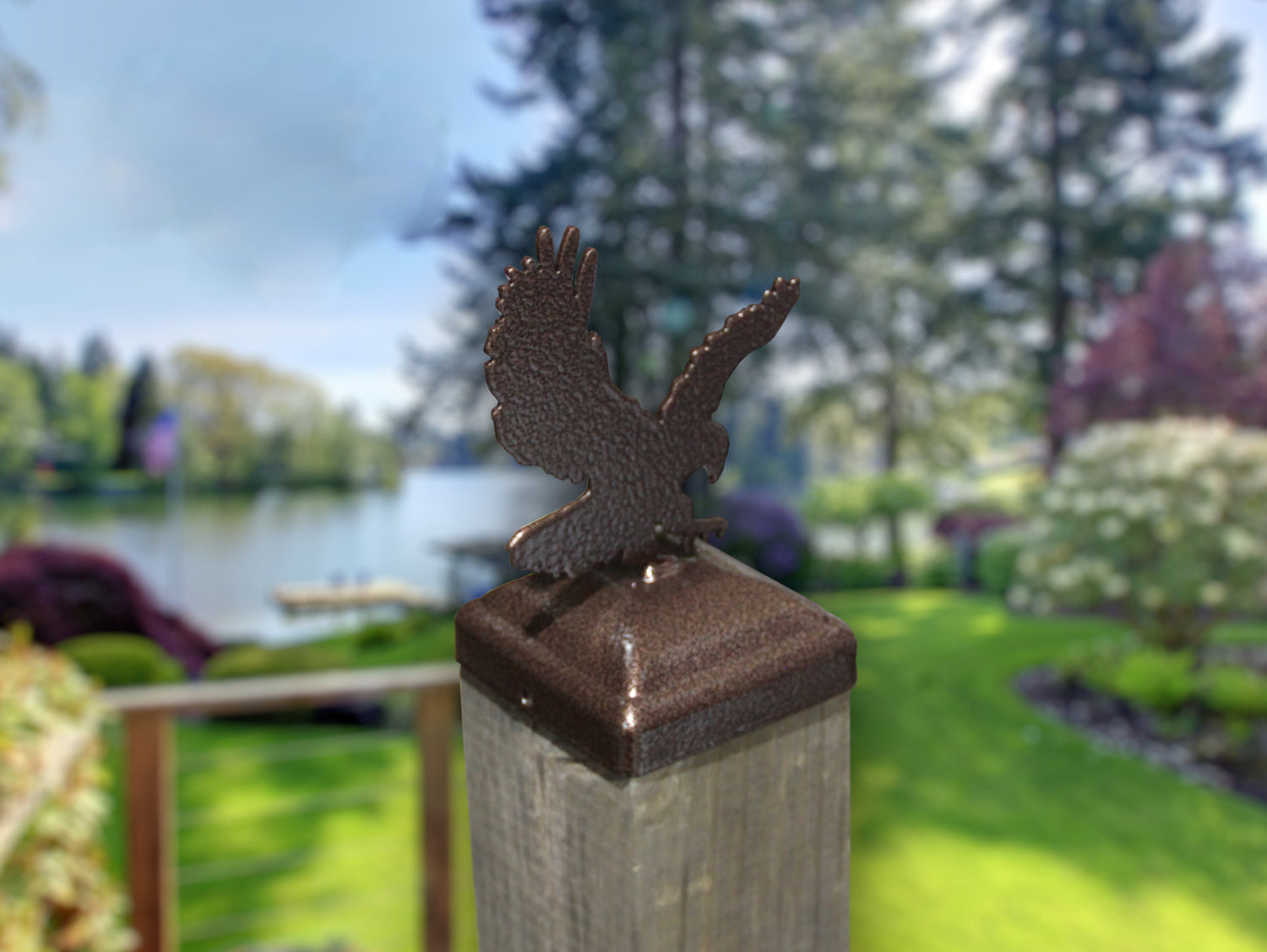 True Size 6x6 Post Cap with Birds and the Bees Finial Choice - Madison Iron and Wood