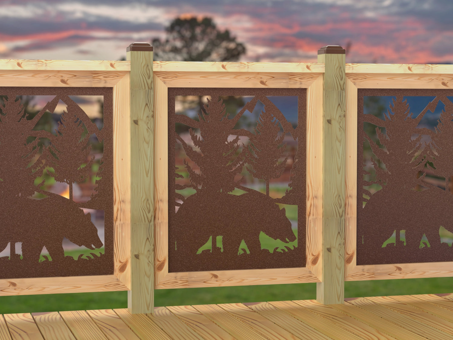 24"x30" - Bear Landscape Fence/Gate Panel Insert - Madison Iron and Wood