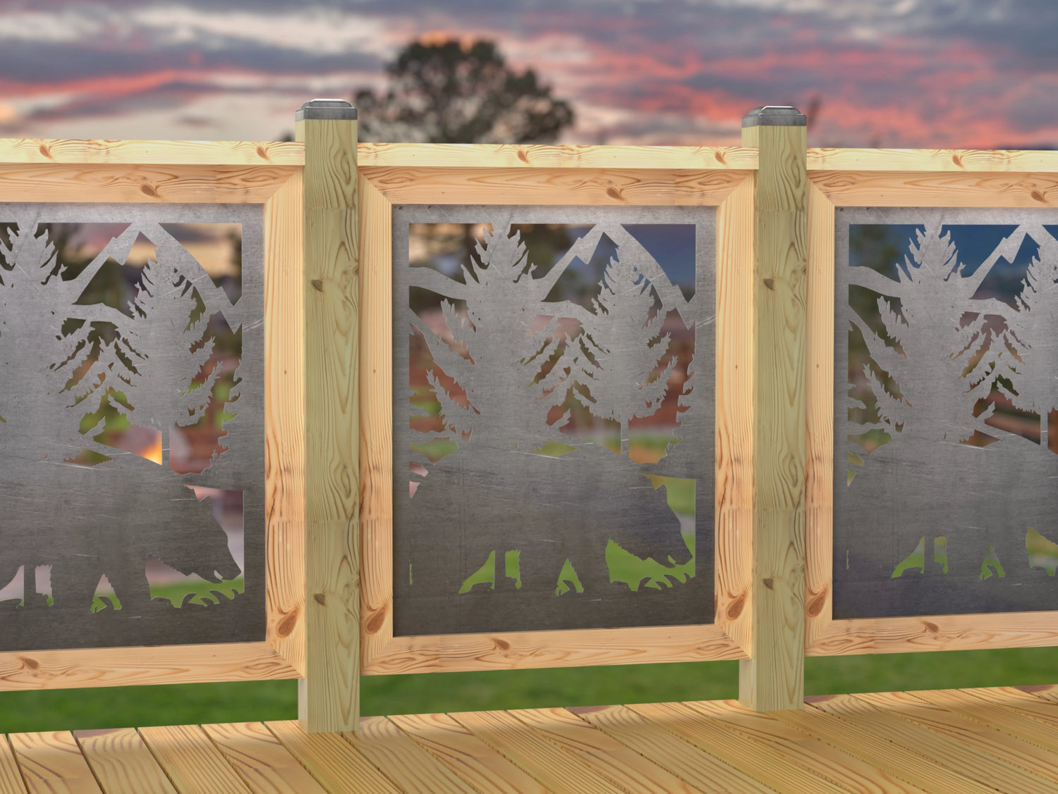 24"x30" - Bear Landscape Fence/Gate Panel Insert - Madison Iron and Wood