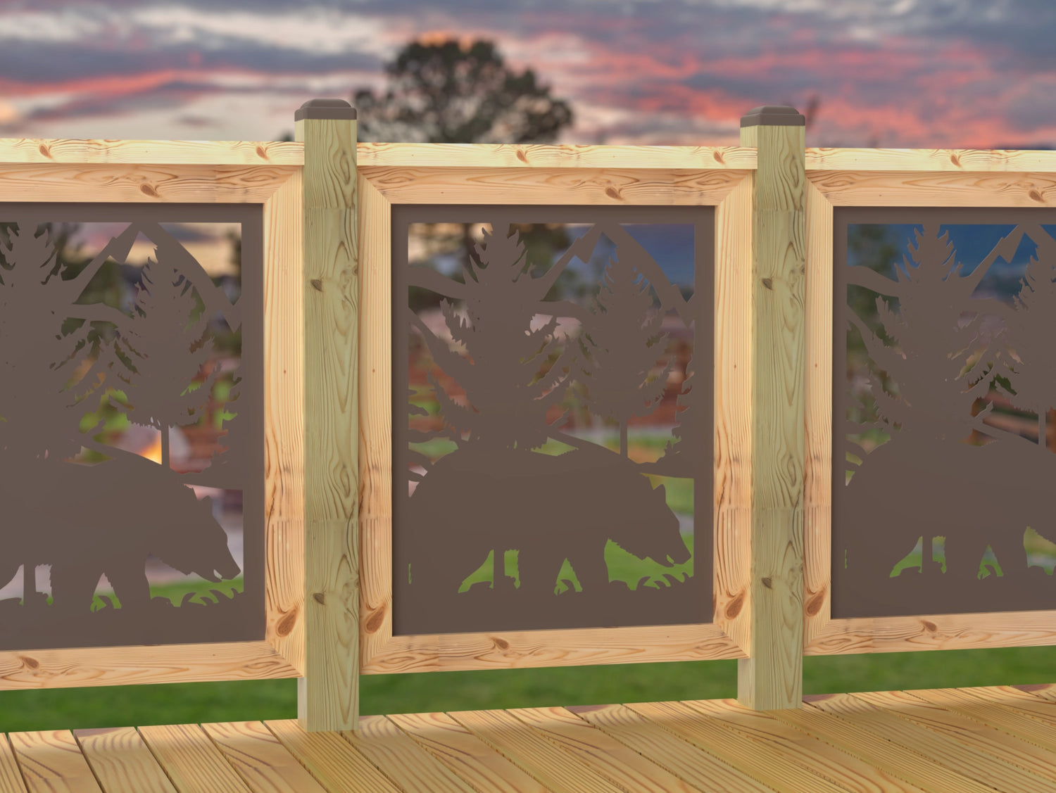 24"x30" - Bear Landscape Fence/Gate Panel Insert - Madison Iron and Wood