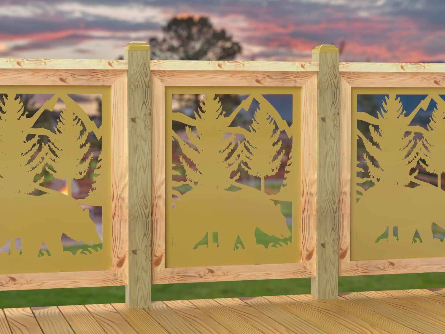 24"x30" - Bear Landscape Fence/Gate Panel Insert - Madison Iron and Wood