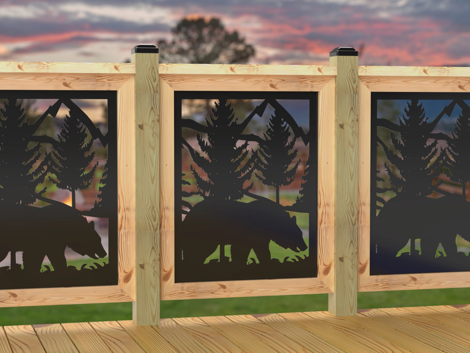 24"x30" - Bear Landscape Fence/Gate Panel Insert - Madison Iron and Wood