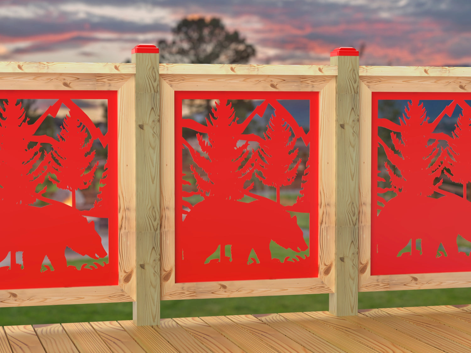 24"x30" - Bear Landscape Fence/Gate Panel Insert - Madison Iron and Wood