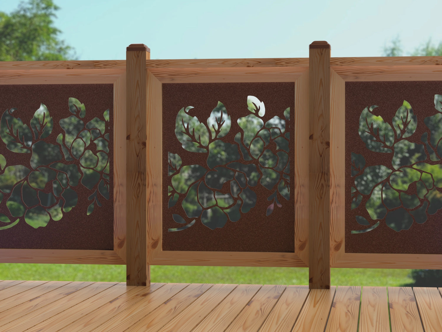 24"x30" - Floral Design Fence/Gate Panel Insert - Madison Iron and Wood