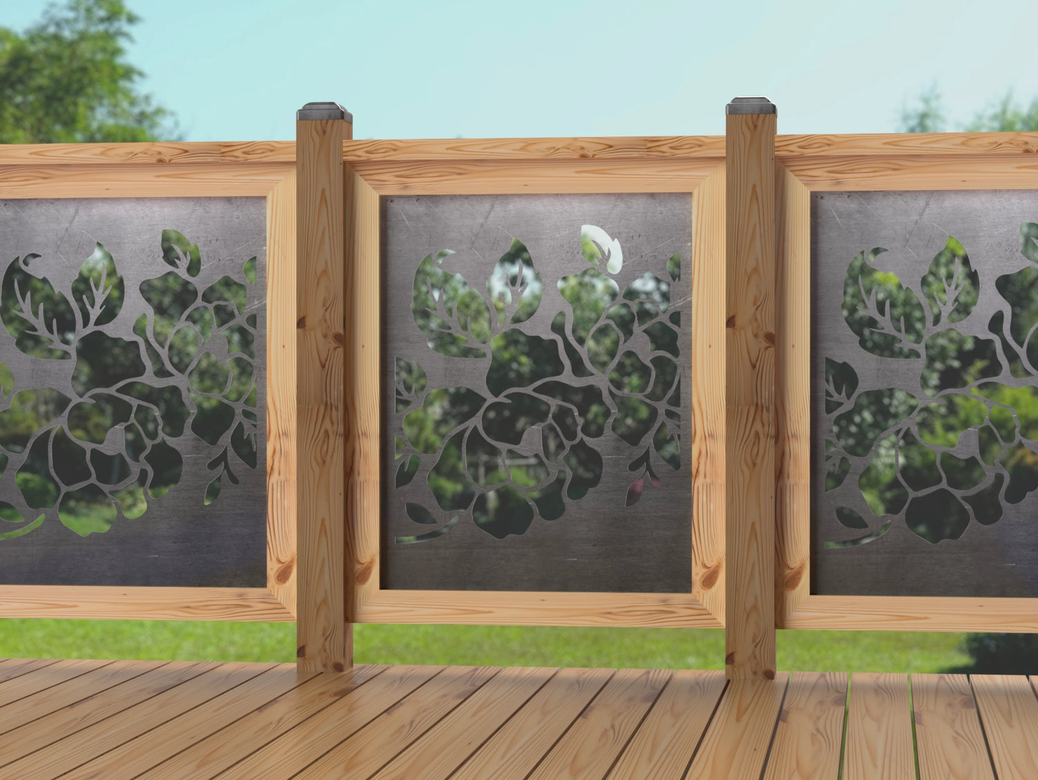 24"x30" - Floral Design Fence/Gate Panel Insert - Madison Iron and Wood