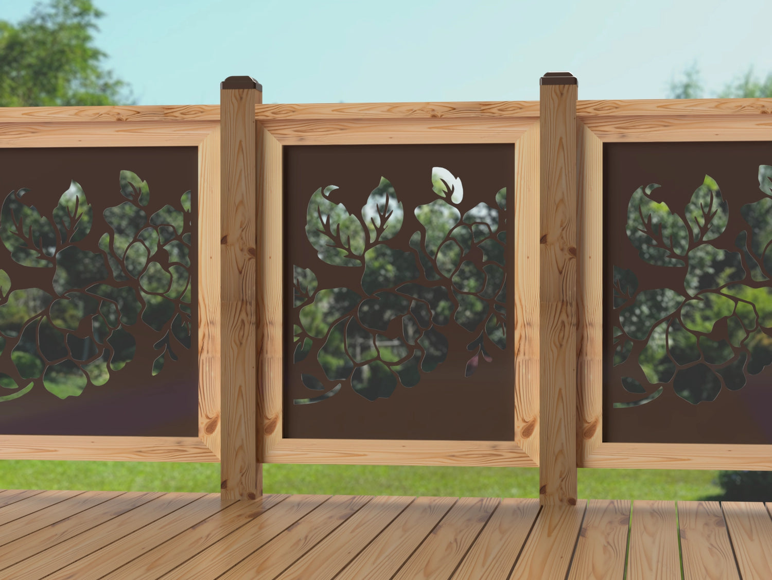 24"x30" - Floral Design Fence/Gate Panel Insert - Madison Iron and Wood