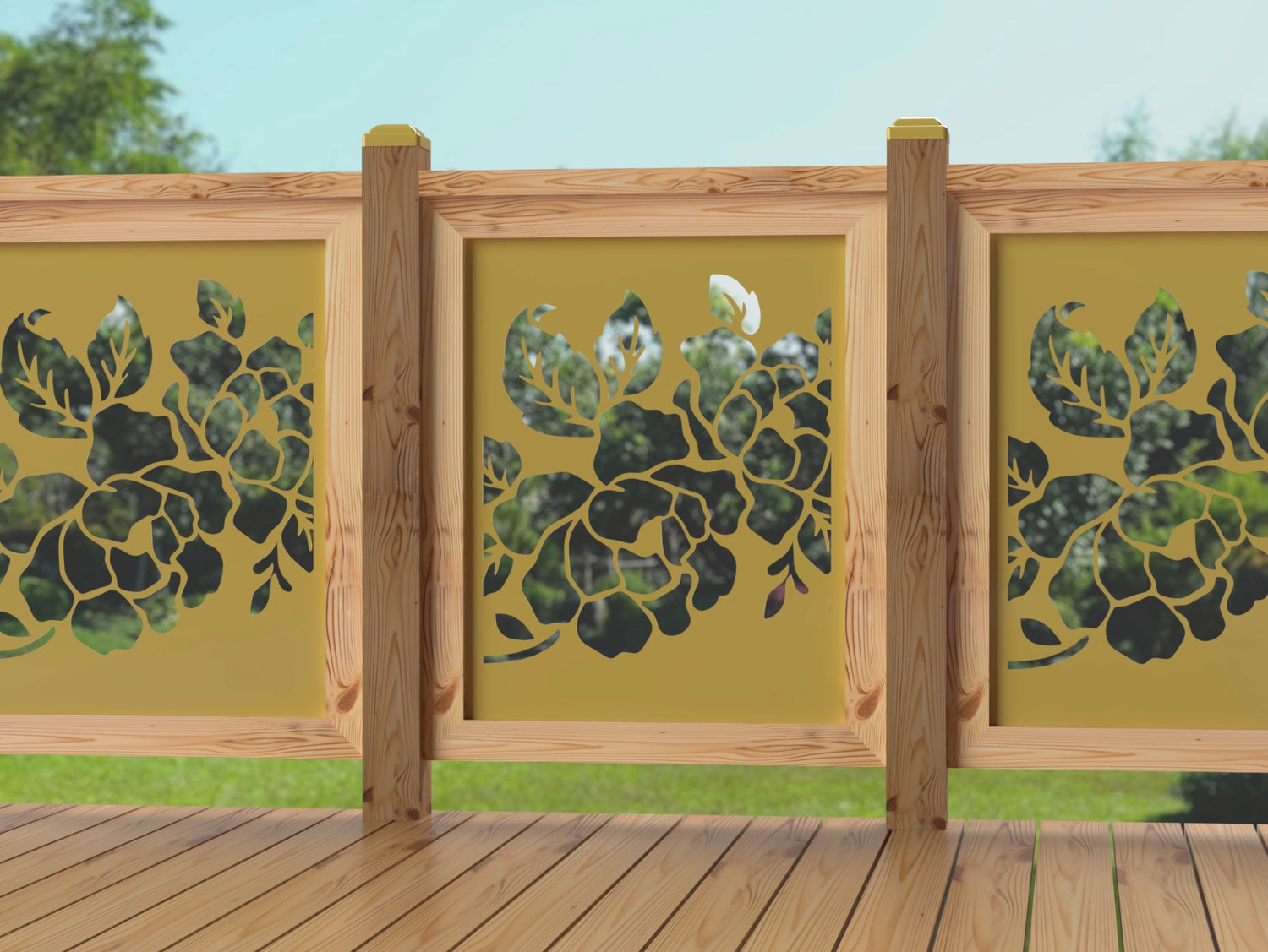 24"x30" - Floral Design Fence/Gate Panel Insert - Madison Iron and Wood