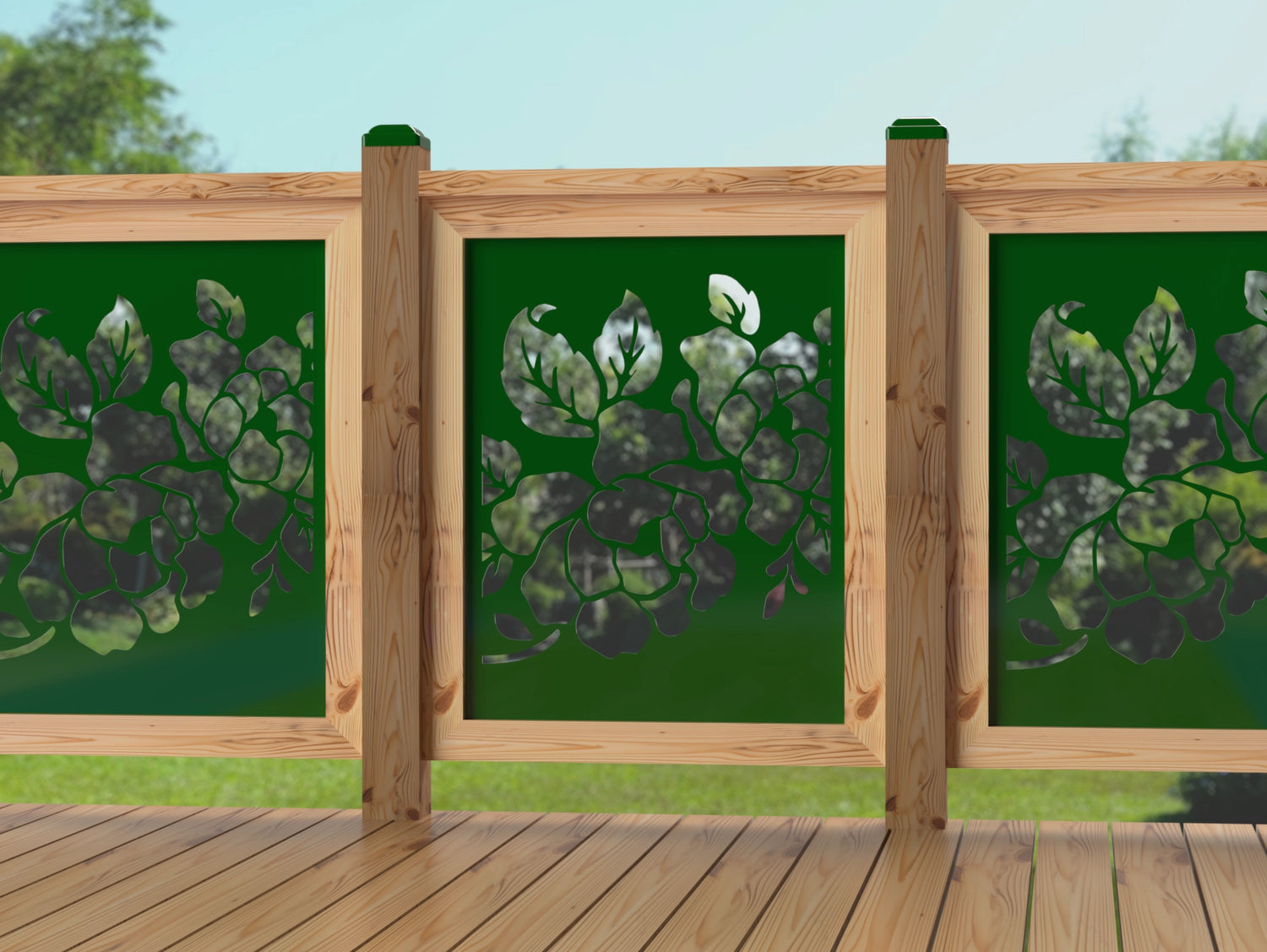 24"x30" - Floral Design Fence/Gate Panel Insert - Madison Iron and Wood