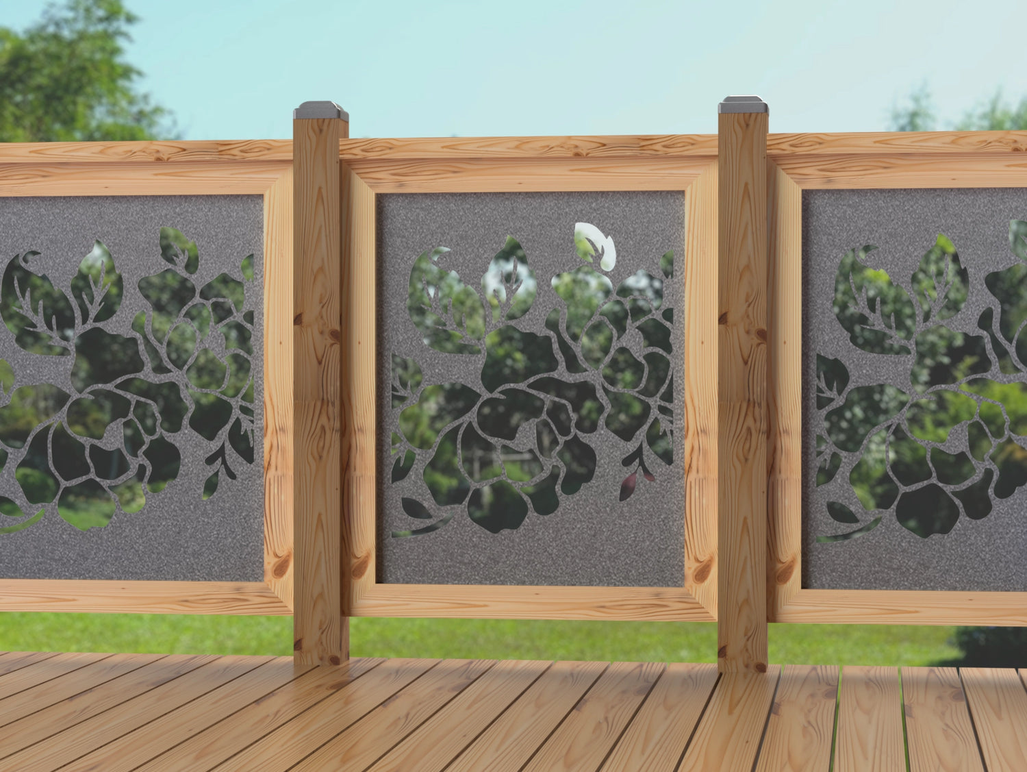 24"x30" - Floral Design Fence/Gate Panel Insert - Madison Iron and Wood