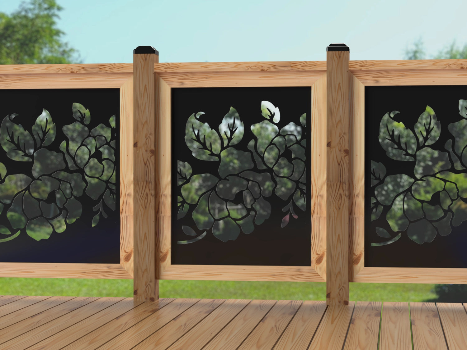 24"x30" - Floral Design Fence/Gate Panel Insert - Madison Iron and Wood