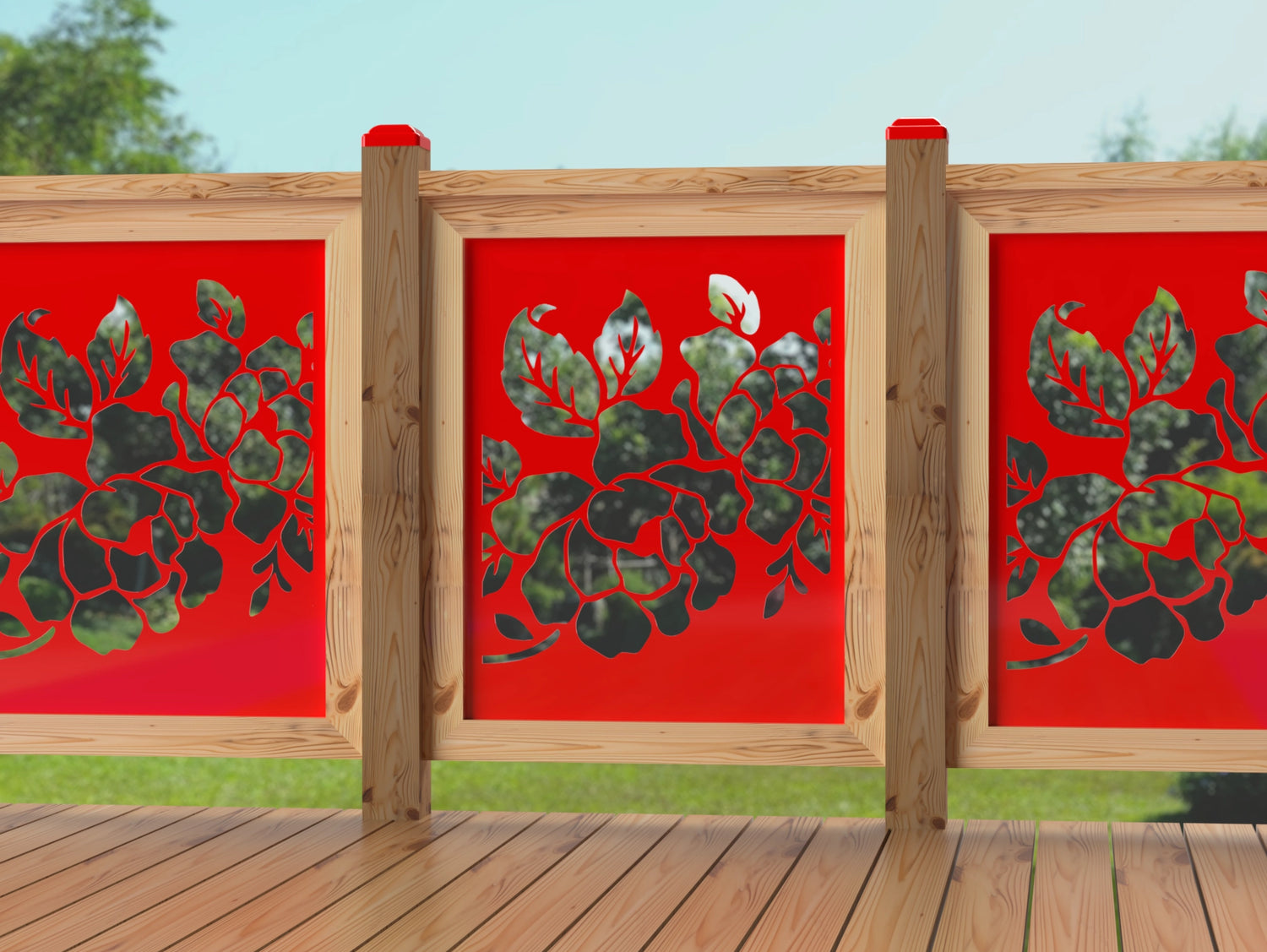 24"x30" - Floral Design Fence/Gate Panel Insert - Madison Iron and Wood