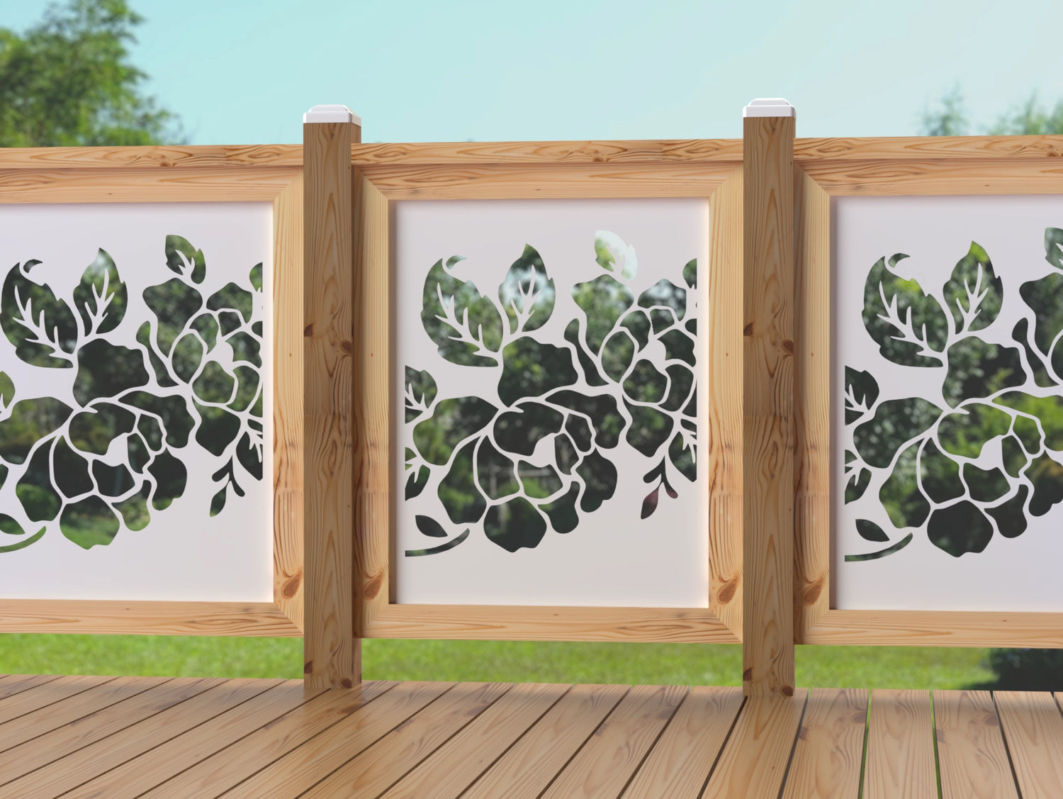 24"x30" - Floral Design Fence/Gate Panel Insert - Madison Iron and Wood