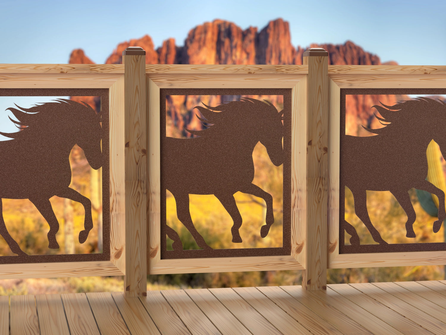 24"x30" - Horses Running Fence/Gate Panel Insert - Madison Iron and Wood