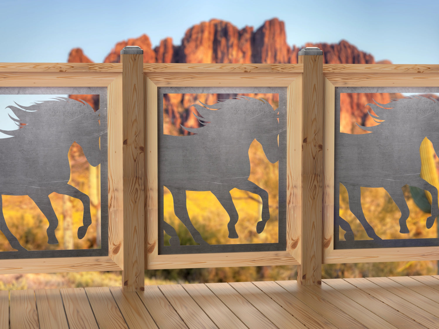 24"x30" - Horses Running Fence/Gate Panel Insert - Madison Iron and Wood