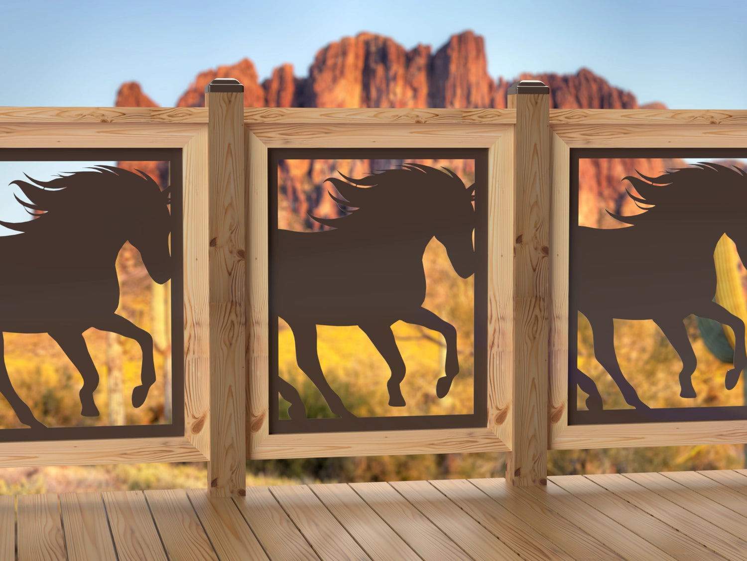 24"x30" - Horses Running Fence/Gate Panel Insert - Madison Iron and Wood