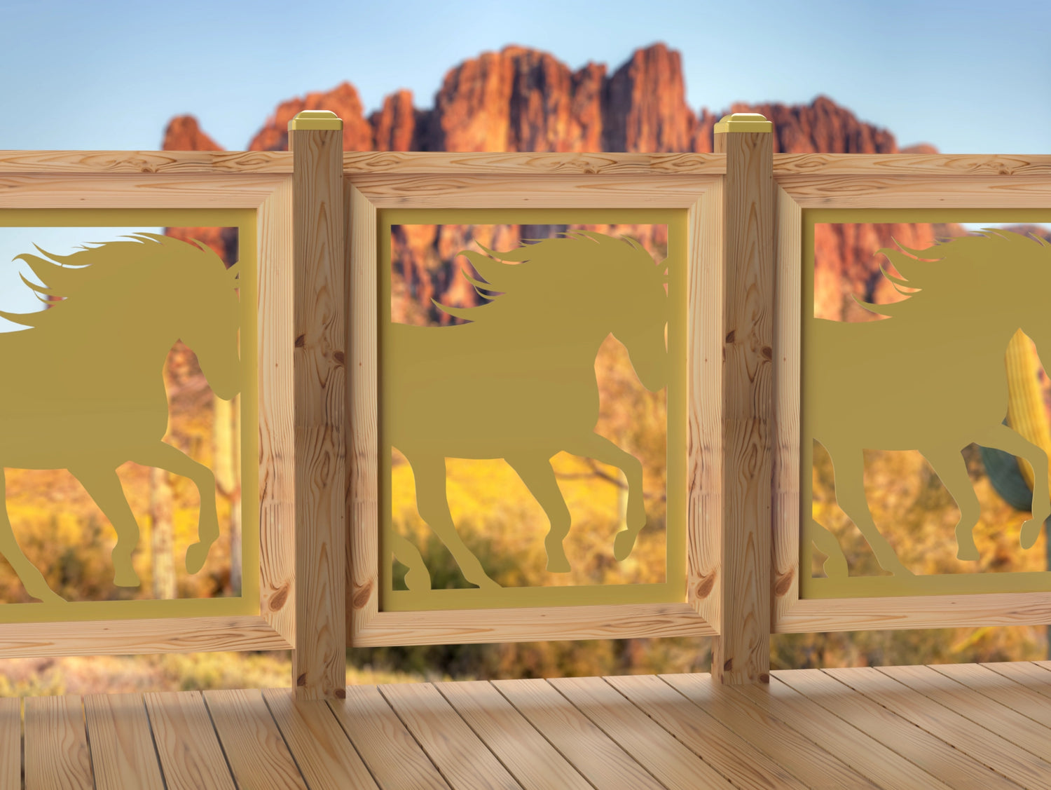 24"x30" - Horses Running Fence/Gate Panel Insert - Madison Iron and Wood