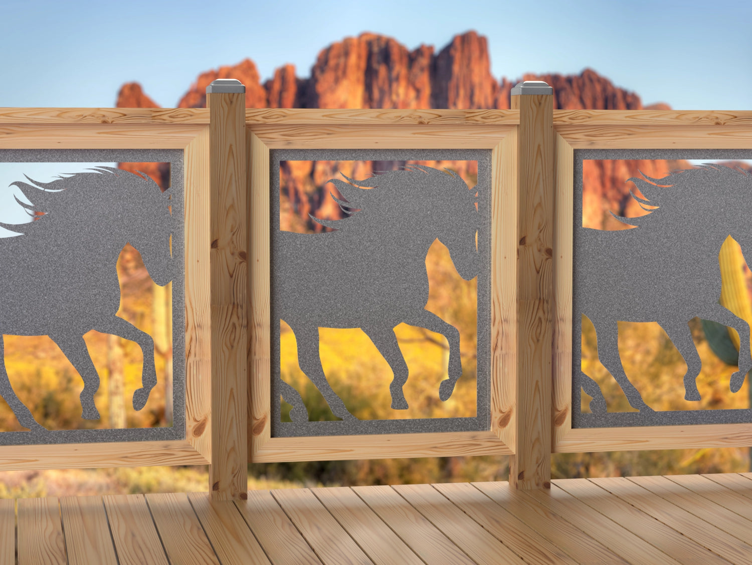 24"x30" - Horses Running Fence/Gate Panel Insert - Madison Iron and Wood