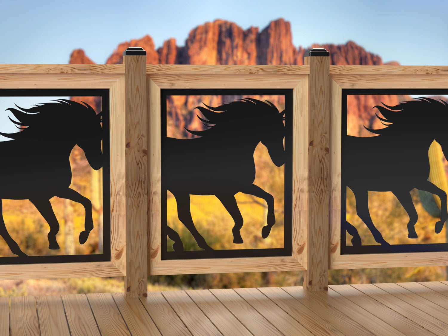 24"x30" - Horses Running Fence/Gate Panel Insert - Madison Iron and Wood