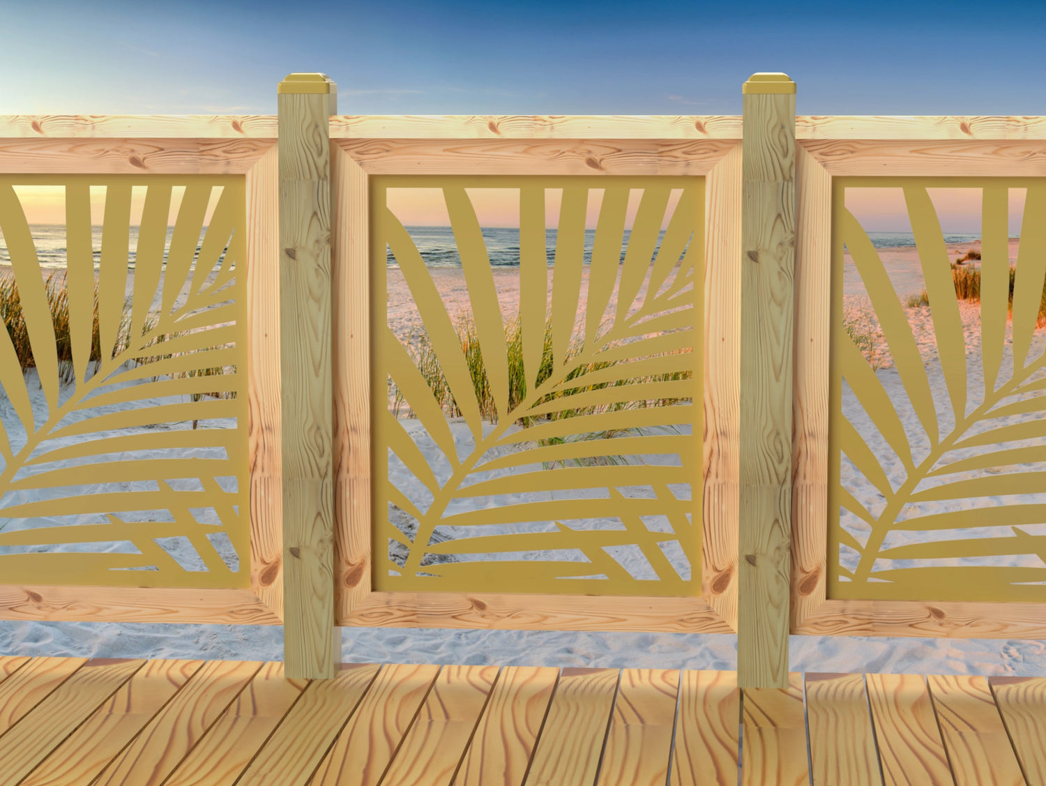 24"x30" - Palm Leaf Pattern Fence/Gate Panel Insert - Madison Iron and Wood