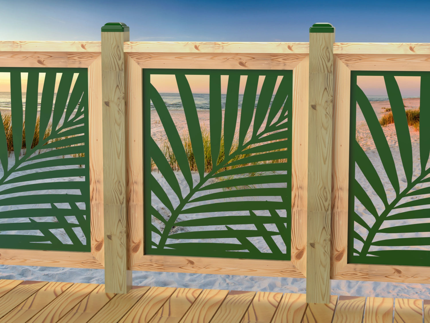 24"x30" - Palm Leaf Pattern Fence/Gate Panel Insert - Madison Iron and Wood
