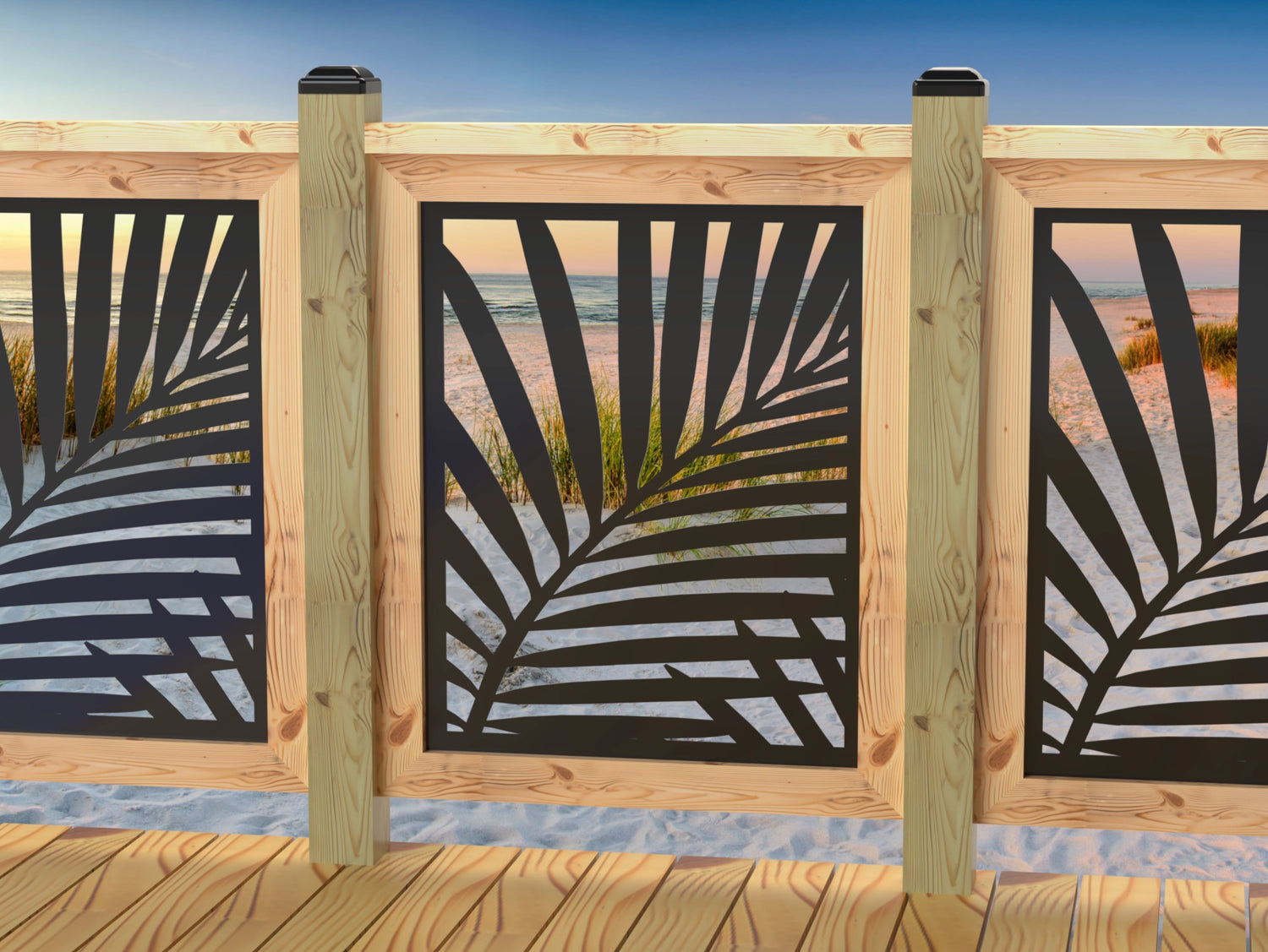 24"x30" - Palm Leaf Pattern Fence/Gate Panel Insert - Madison Iron and Wood