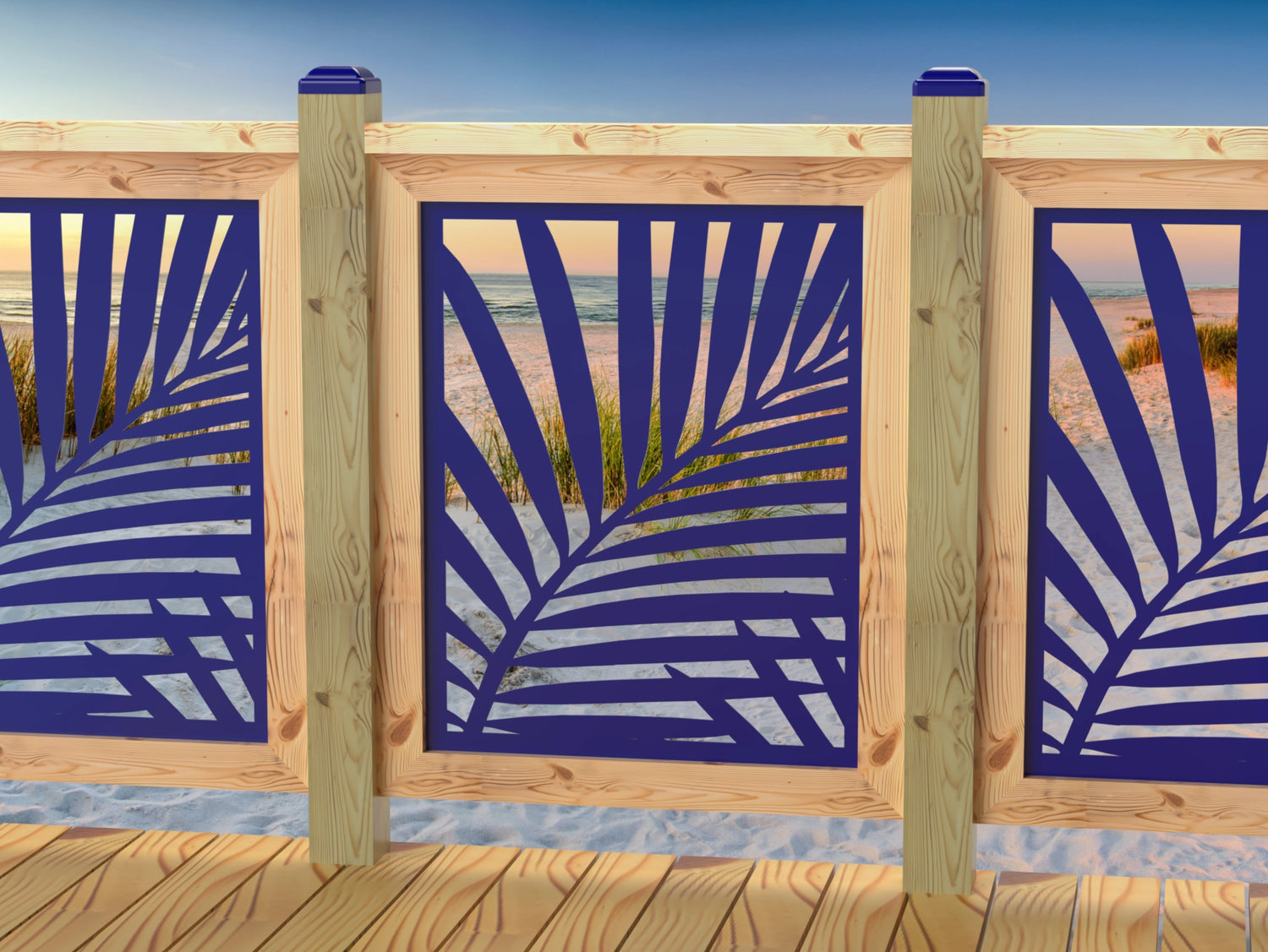 24"x30" - Palm Leaf Pattern Fence/Gate Panel Insert - Madison Iron and Wood