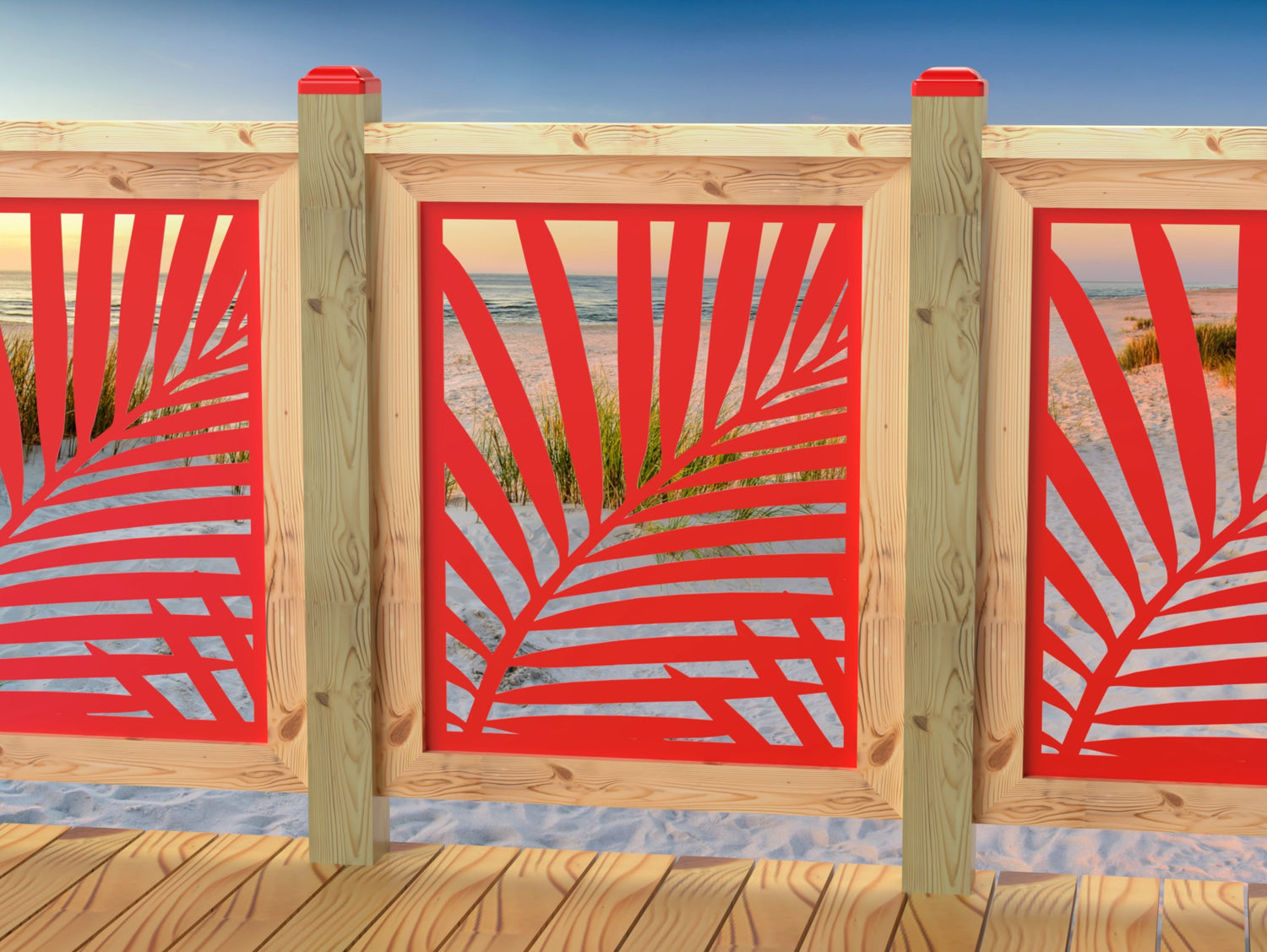 24"x30" - Palm Leaf Pattern Fence/Gate Panel Insert - Madison Iron and Wood