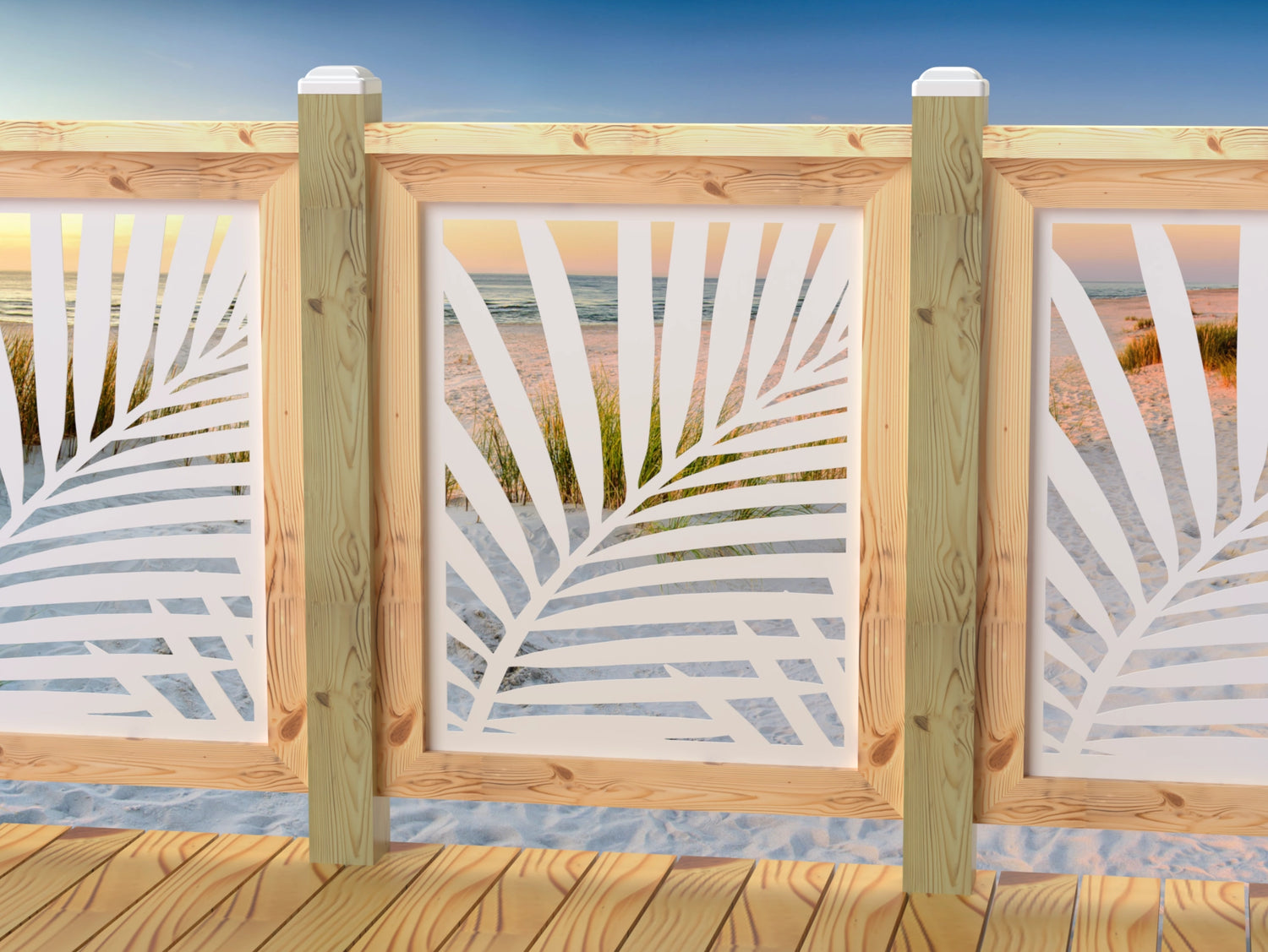 24"x30" - Palm Leaf Pattern Fence/Gate Panel Insert - Madison Iron and Wood