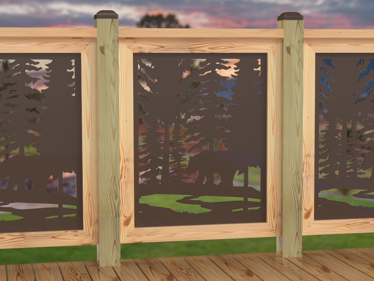 24"x30" - Bear Landscape Fence/Gate Panel Insert - Variation 4 - Madison Iron and Wood