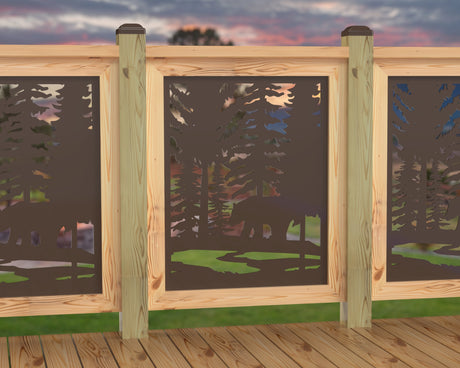 24"x30" - Bear Landscape Fence/Gate Panel Insert - Variation 4 - Madison Iron and Wood