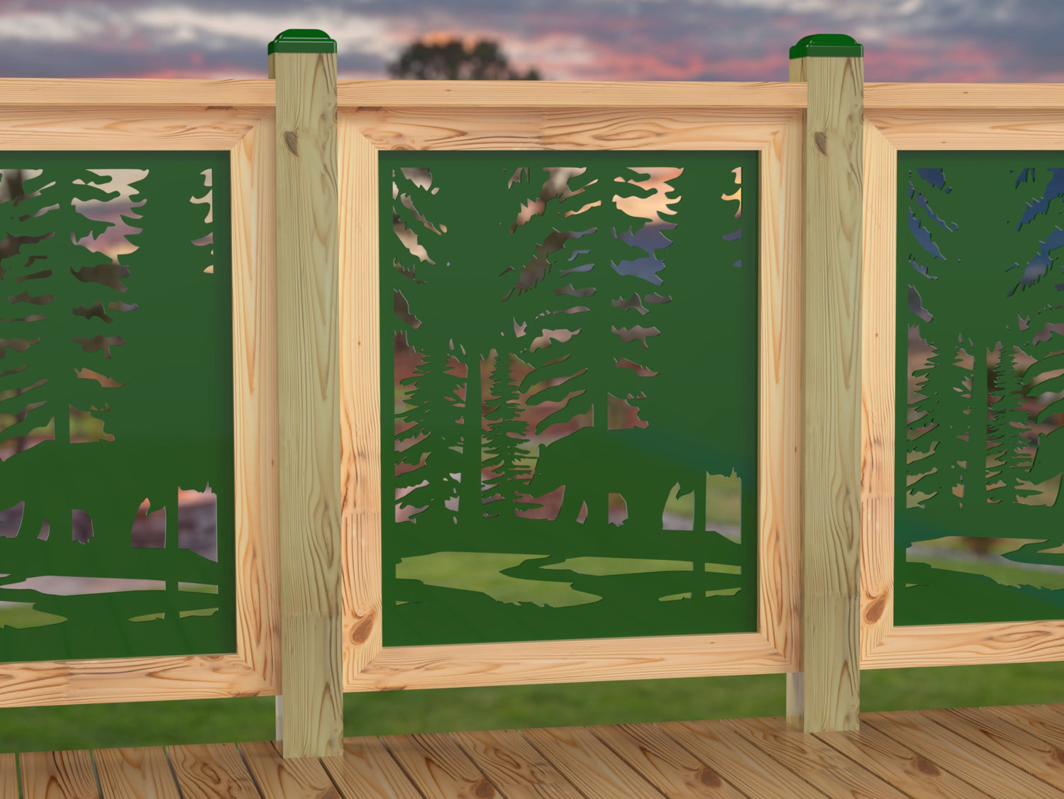 24"x30" - Bear Landscape Fence/Gate Panel Insert - Variation 4 - Madison Iron and Wood