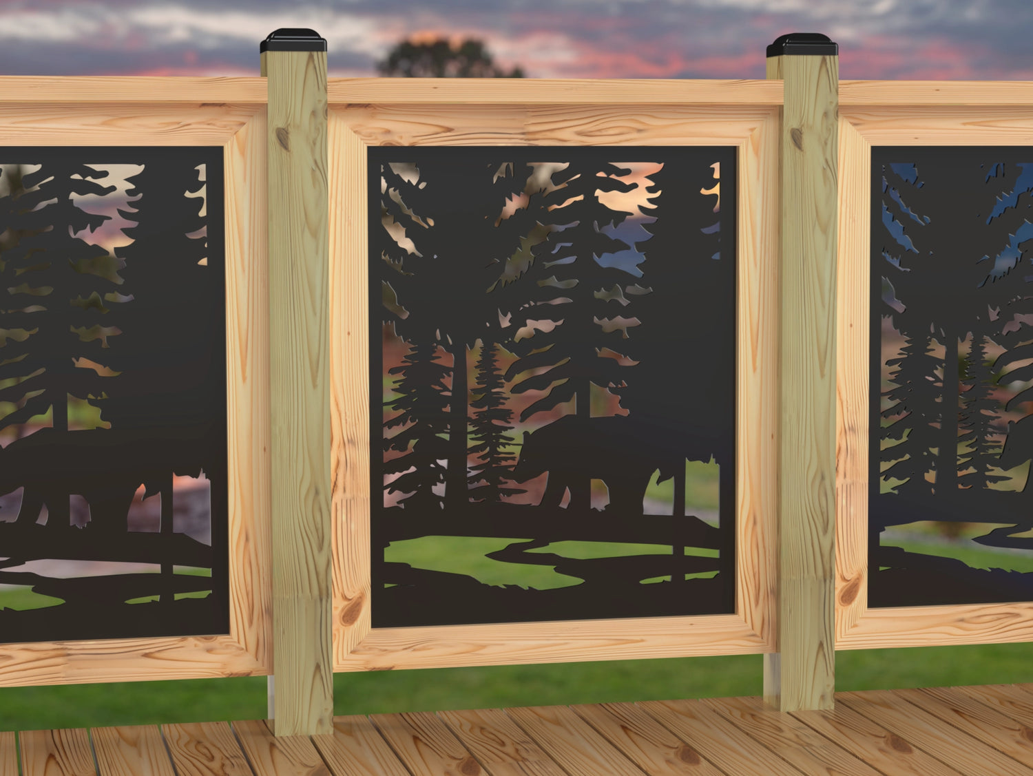 24"x30" - Bear Landscape Fence/Gate Panel Insert - Variation 4 - Madison Iron and Wood