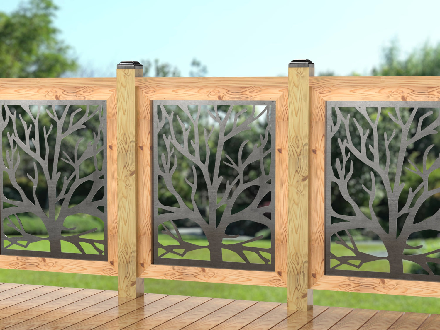 24"x30" - Bare Tree Fence/Gate Panel Insert - Madison Iron and Wood