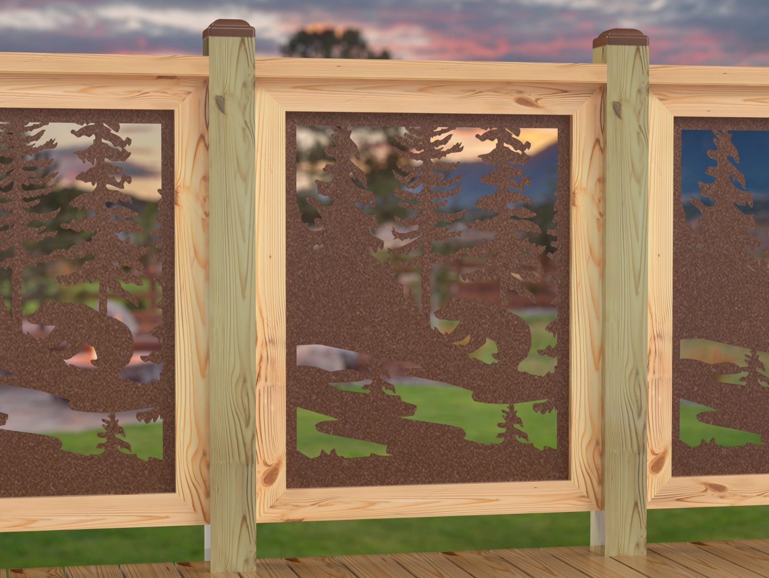 24"x30" - Bear Landscape Fence/Gate Panel Insert - Variation 2 - Madison Iron and Wood