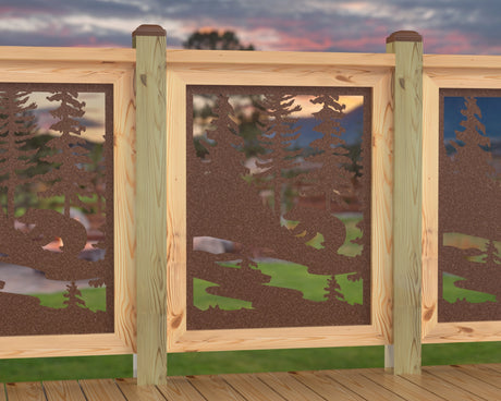 24"x30" - Bear Landscape Fence/Gate Panel Insert - Variation 2 - Madison Iron and Wood