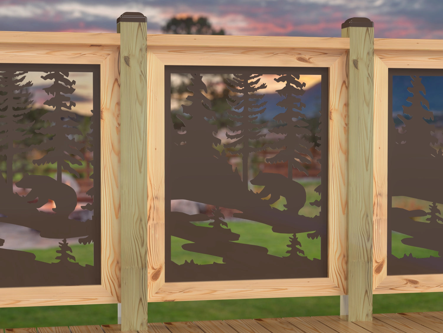 24"x30" - Bear Landscape Fence/Gate Panel Insert - Variation 2 - Madison Iron and Wood