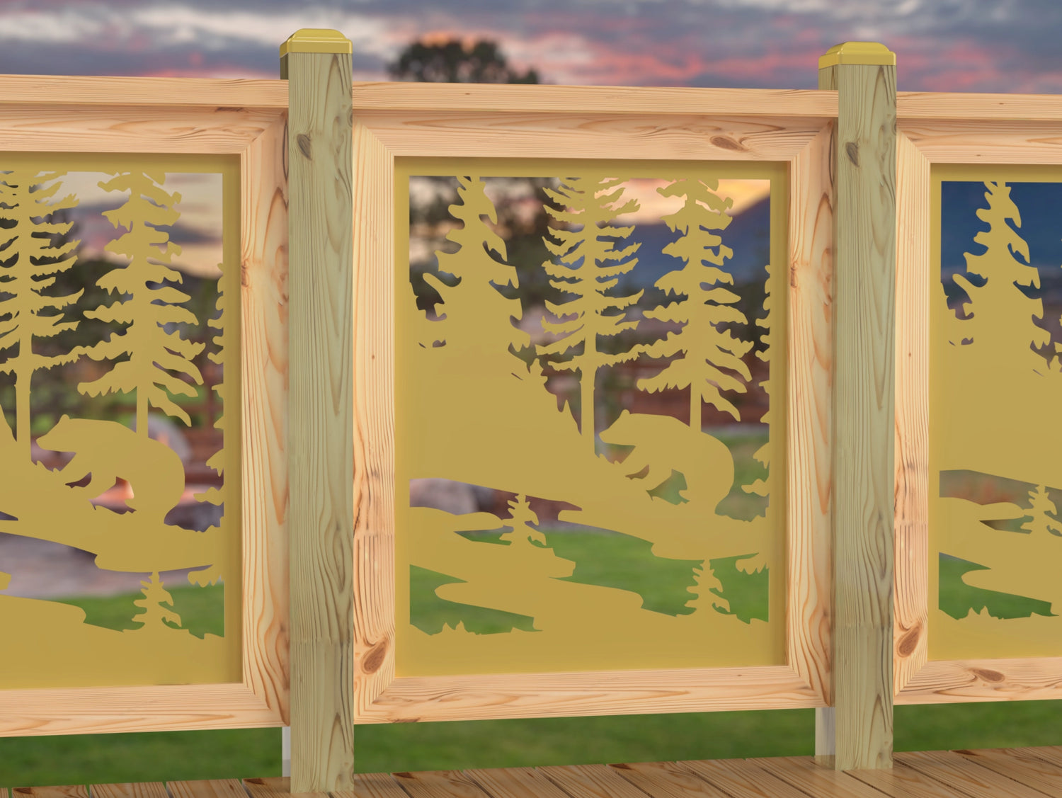 24"x30" - Bear Landscape Fence/Gate Panel Insert - Variation 2 - Madison Iron and Wood