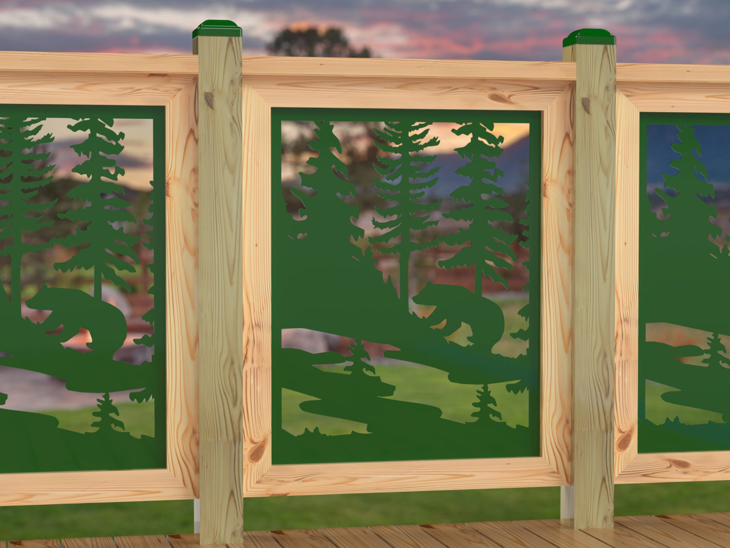 24"x30" - Bear Landscape Fence/Gate Panel Insert - Variation 2 - Madison Iron and Wood