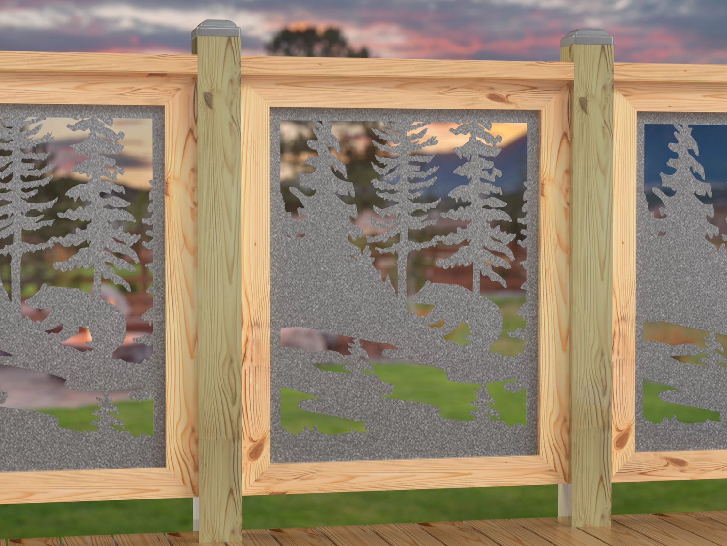 24"x30" - Bear Landscape Fence/Gate Panel Insert - Variation 2 - Madison Iron and Wood