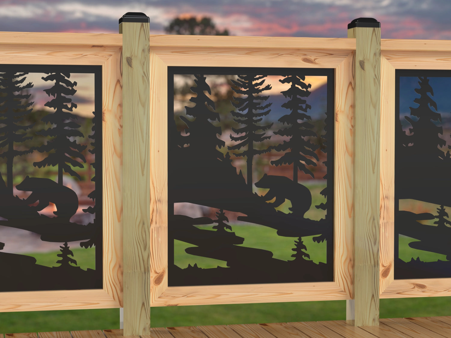 24"x30" - Bear Landscape Fence/Gate Panel Insert - Variation 2 - Madison Iron and Wood