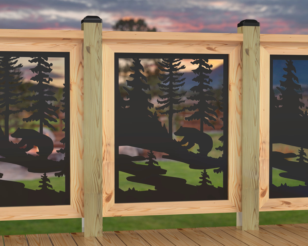 24"x30" - Bear Landscape Fence/Gate Panel Insert - Variation 2 - Madison Iron and Wood