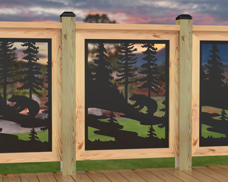 24"x30" - Bear Landscape Fence/Gate Panel Insert - Variation 2 - Madison Iron and Wood