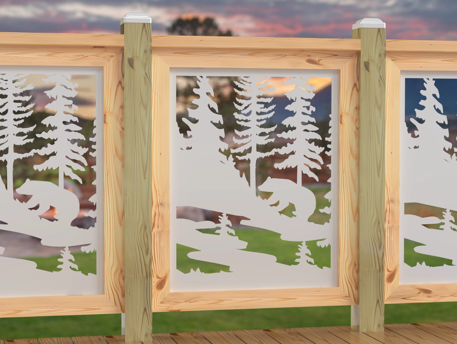 24"x30" - Bear Landscape Fence/Gate Panel Insert - Variation 2 - Madison Iron and Wood