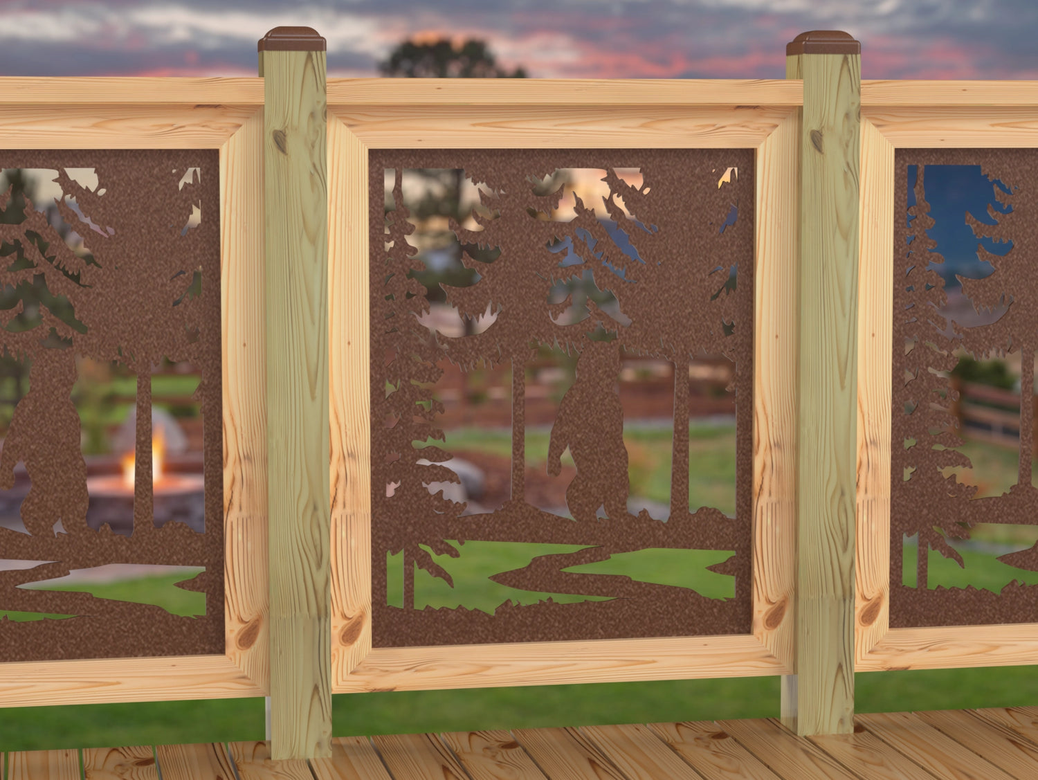 24"x30" - Bear Landscape Fence/Gate Panel Insert - Variation 3 - Madison Iron and Wood